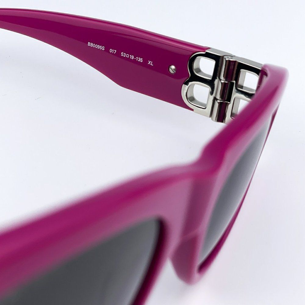 NEW Balenciaga BB0095S 017 Fuchsia Pink Silver Grey Cat Eye Unisex Sunglasses - Picture 12 of 13